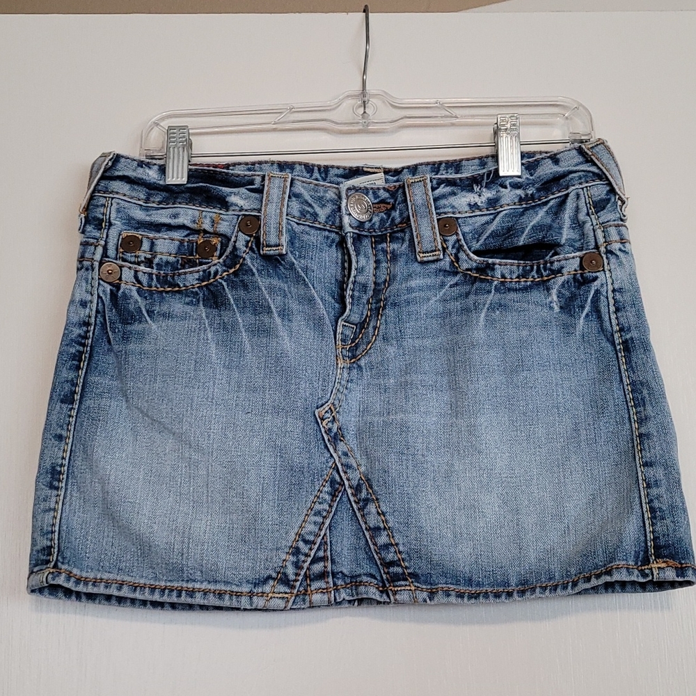 True Religion Light Blue Denim Mini Skirt